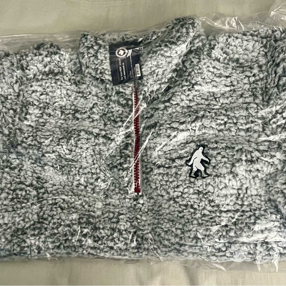 POOK Unisex Sherpa Quarter Zip Pullover, Size Small